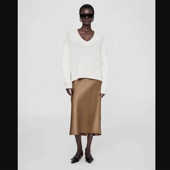 ANINE BING Bar Silk Skirt in Sepia Size Small - Picture 1 of 6